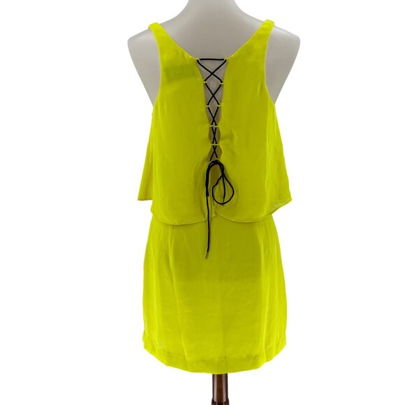 Dolce Vita Yellow Sleeveless Dress Size M Polyester Lace-Up Back - Picture 2 of 9